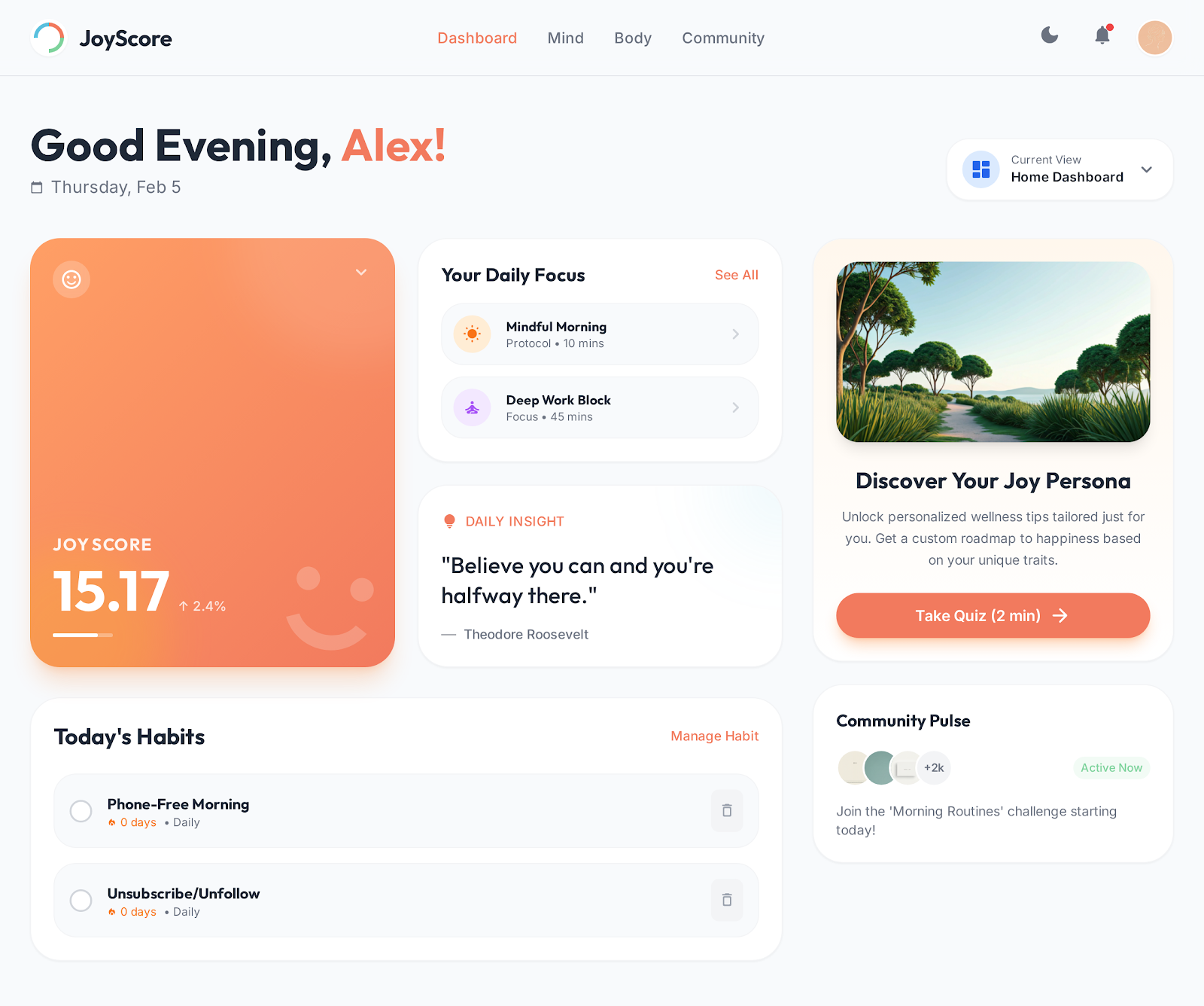 Your Personal Joy Dashboard Preview